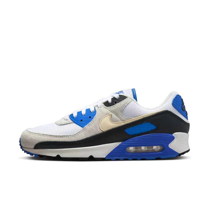 Nike Air Max 90 “Khaki Racer Blue” “White/Racer Blue/Black/Khaki” | HF3449-100