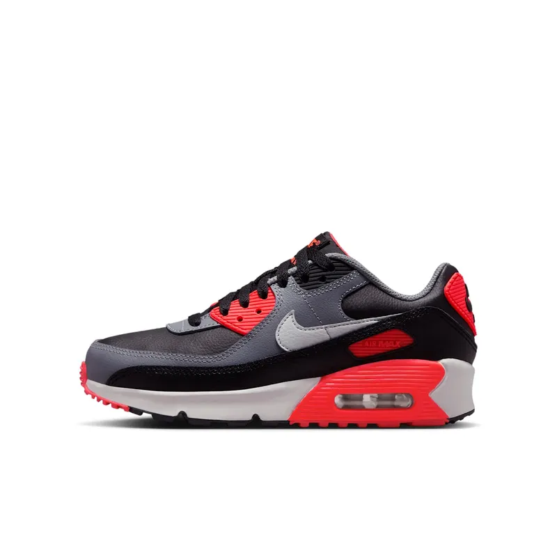Nike AIR MAX 90 (GS) “BLACK COOL GREY BRIGHT CRIMSON PHOTON DUST (GS)” | HF6358-005