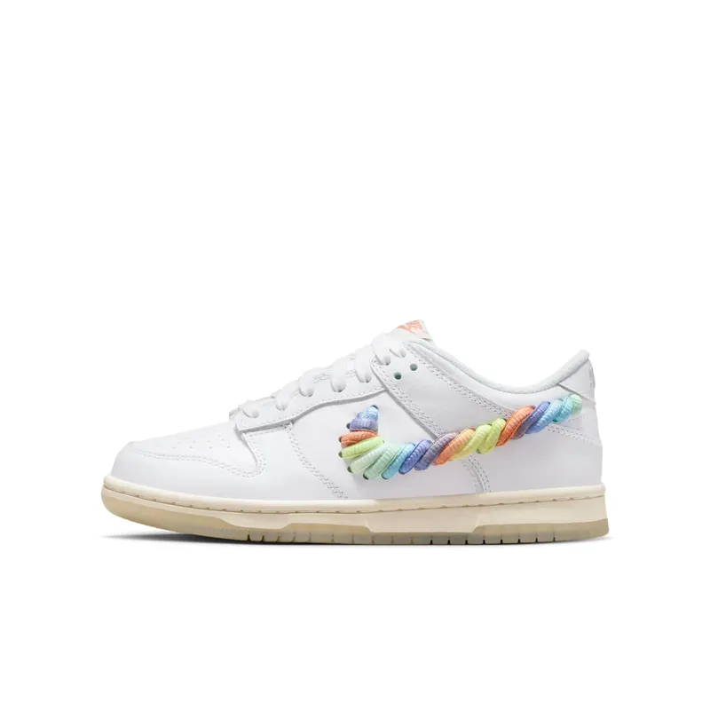 Nike Dunk Low SE GS “Rainbow Lace Swoosh White” | FN4861-100
