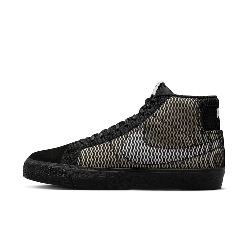 Nike SB Zoom Blazer Mid PRM Black Netting “White / White / Black” | FN6038-100