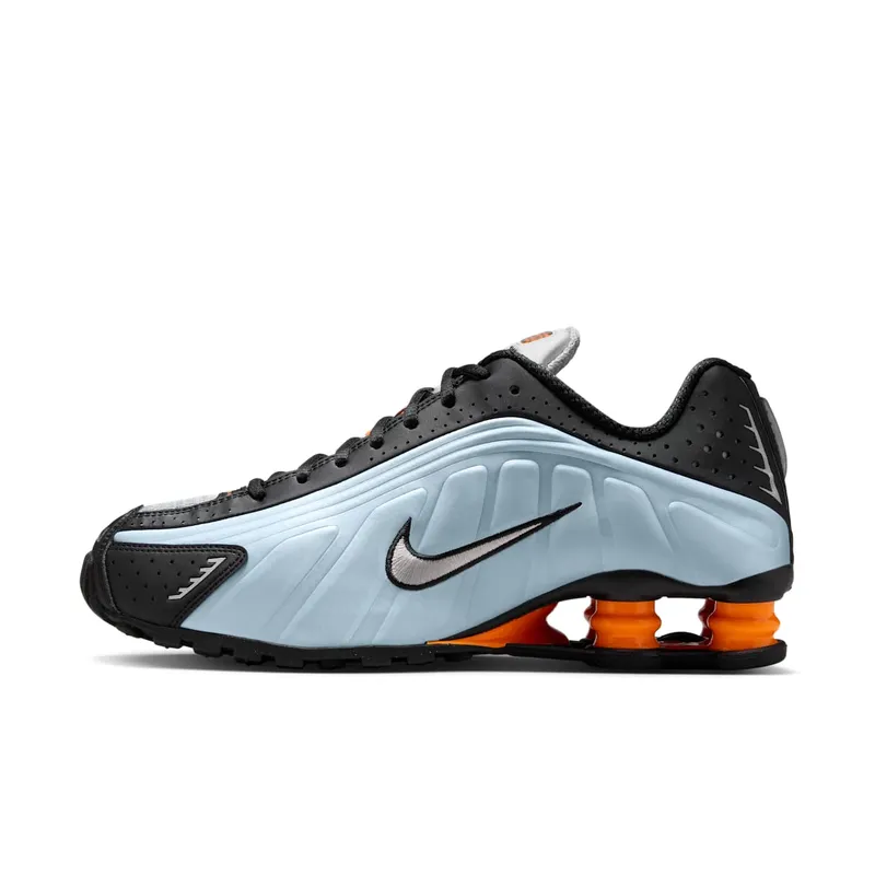 Nike Shox R4 Blue Tint Total Orange Black Metallic Silver | AR3565-401