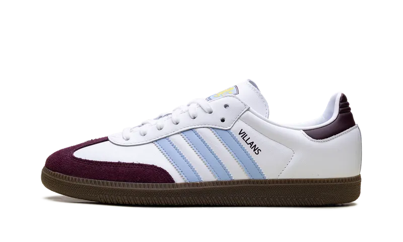 Adidas Samba “Aston Villa” “Cloud White / Maroon / Glow Blue” | JQ4042