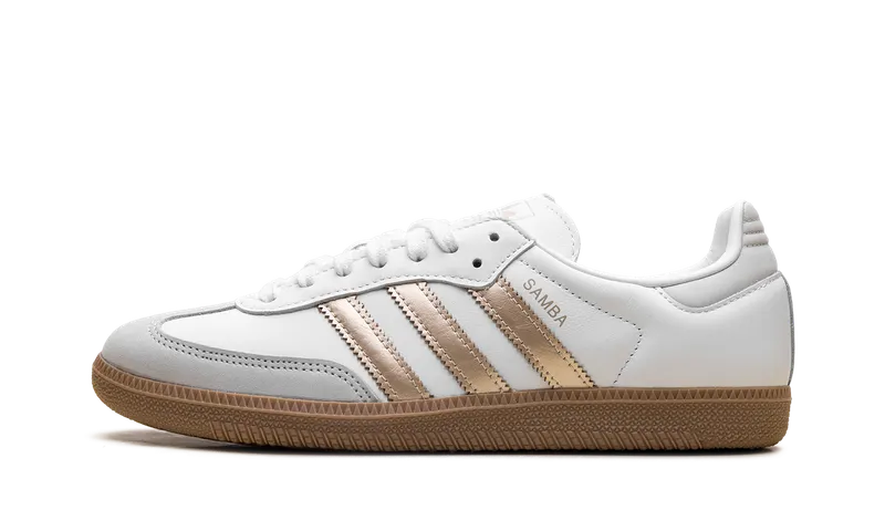 Adidas Samba OG “White Wonder Gold Metallic” “Cloud White / Wonder Gold Met. / Grey One” | IH9127