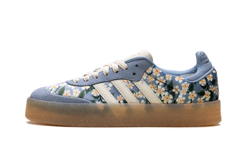 Adidas Sambae “Liberty London Floral Embroidery Blue Cream White” “Cream White / Tactile Blue / Gold Metallic” | JQ6046