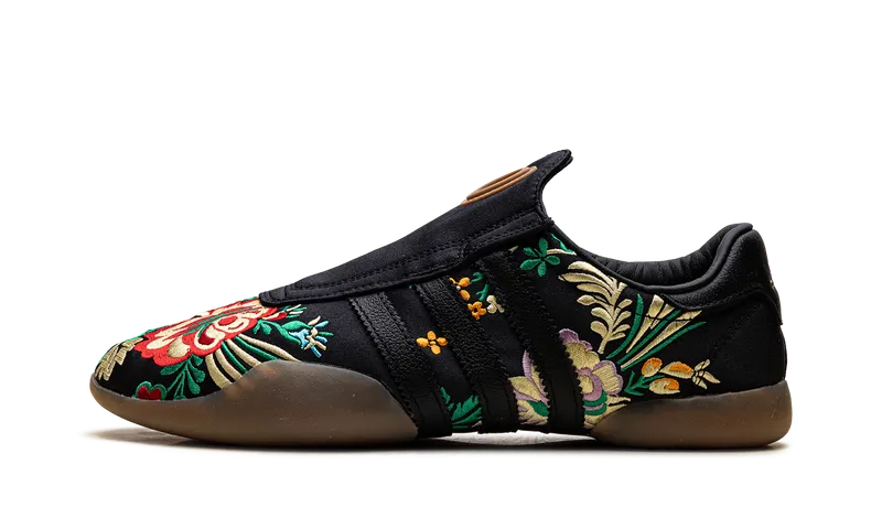 Adidas Taekwondo Mei “Black Floral Embroidered” “Core Black / Gold Metallic / Gum” | JR6018