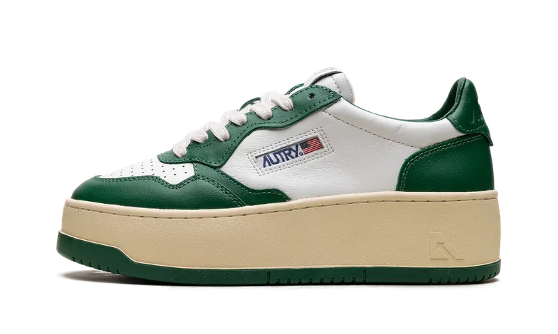 Autry Platform Low “White/Green” | PTLW-WB03