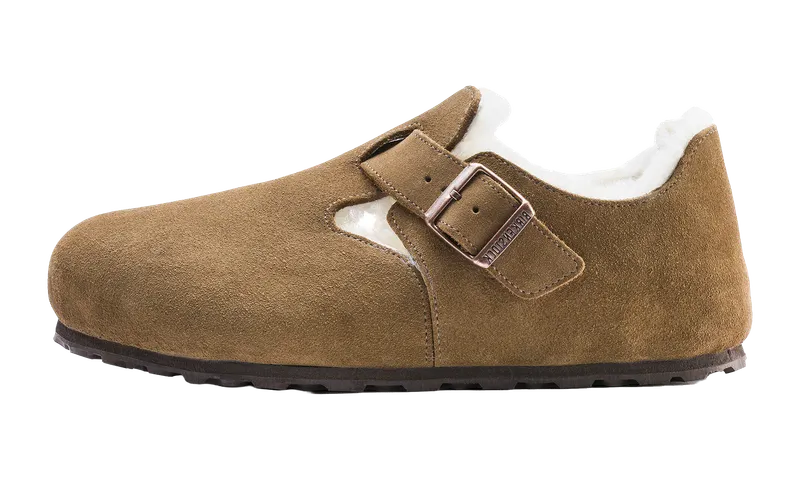 Birkenstock London Shearling Suede Leather “Dark Tea – Narrow Width” | 1014963