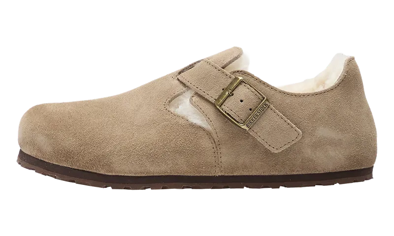 Birkenstock London Shearling Suede Leather “Taupe – Narrow Fit” | 1028470