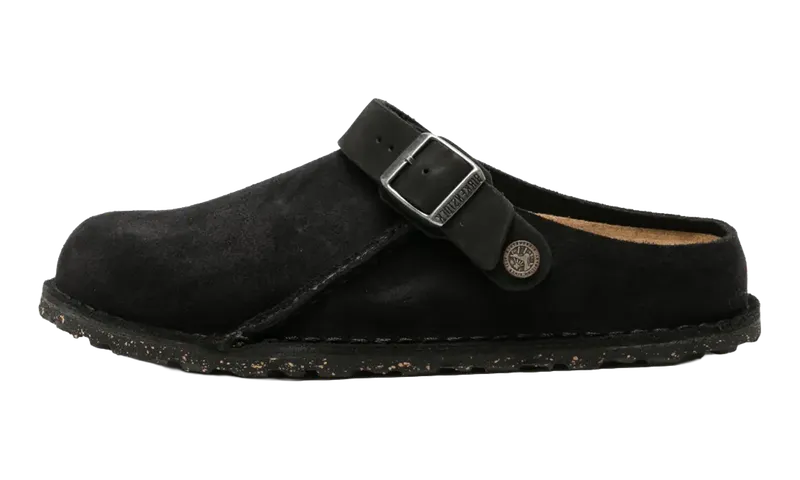Birkenstock Lutry Premium Suede Leather “Black – Narrow Width” | 1025356