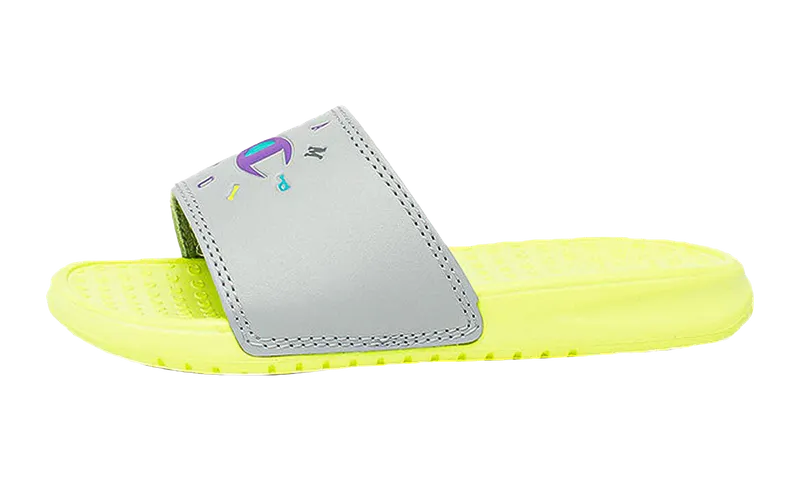 Champion Super Slides Circular PS “Silver Stone / Yellow” | CP101095P