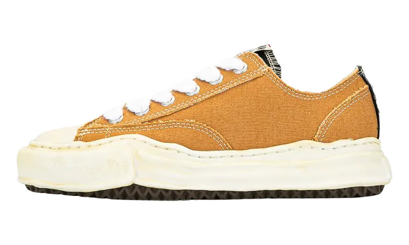 Maison Mihara Yasuhiro Peterson OG Sole Overdyed Canvas Low “Yellow Green Mismatched” | A05FW728-YEL