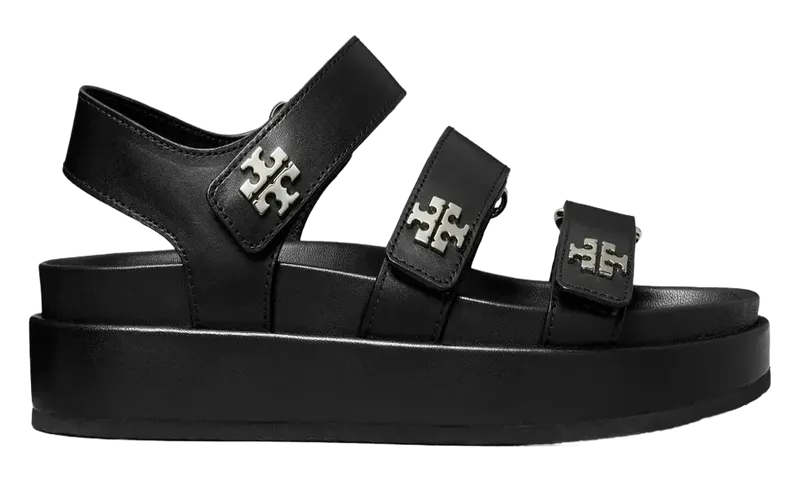 Tory Burch Kira Sports Triple Strap Sandal “PERFECT BLACK/SILVER” | 176942-006