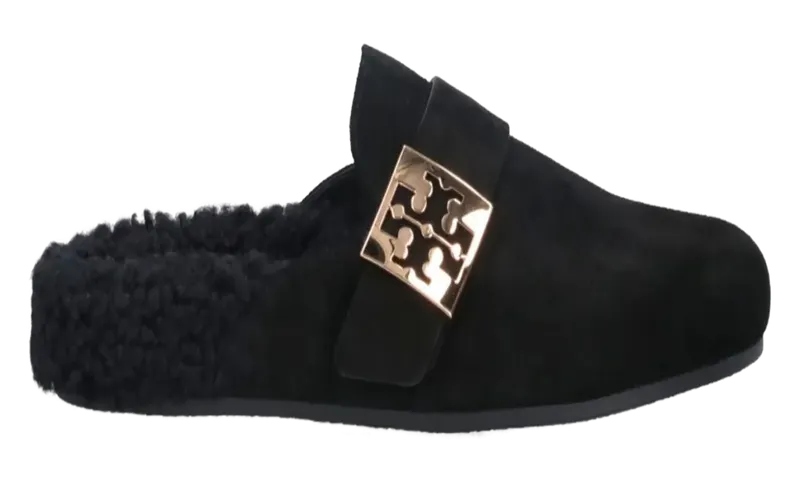 Tory Burch Mellow Shearling Mule “PB/PERFECT BLACK/GOLD” | 163612-004