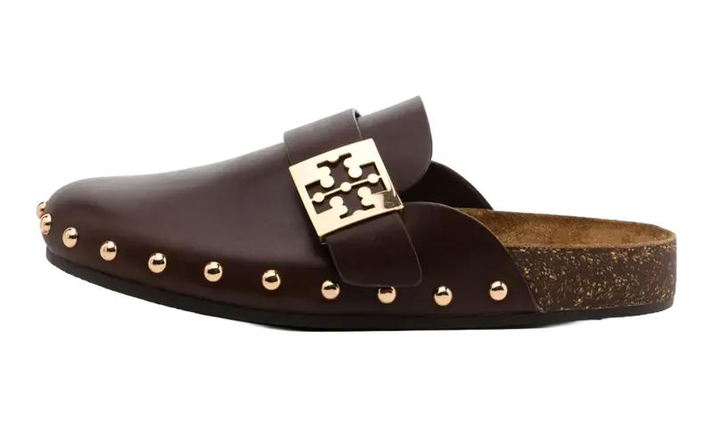 Tory Burch Mellow Stud Mule “Deep Mocha Gold” | 154448-200