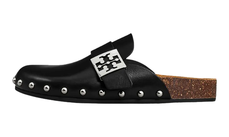 Tory Burch Mellow Stud Mule “Perfect Black Silver” | 154448-006