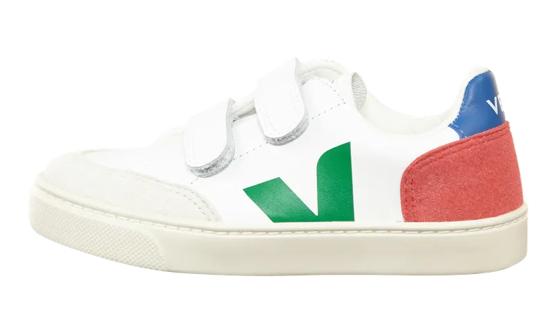 Veja V-12 Velcro Leather GS “Extra White / Emeraude-Pekin” | VSV022-236