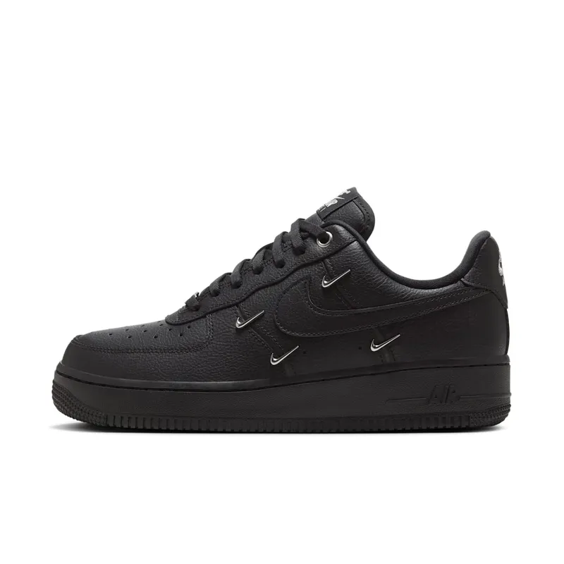 Nike Air Force 1 Low ’07 LX Black Silver Mini Swoosh “Black / Metallic Silver” | HQ1180-001