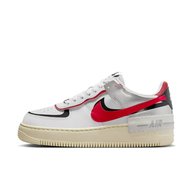 Nike Air Force 1 Low Shadow White Silver Gym Red | FN6335-100