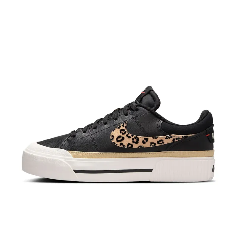 Nike Court Legacy Lift Leopard Black “Black / Sail / Picante Red” | HF9548-001