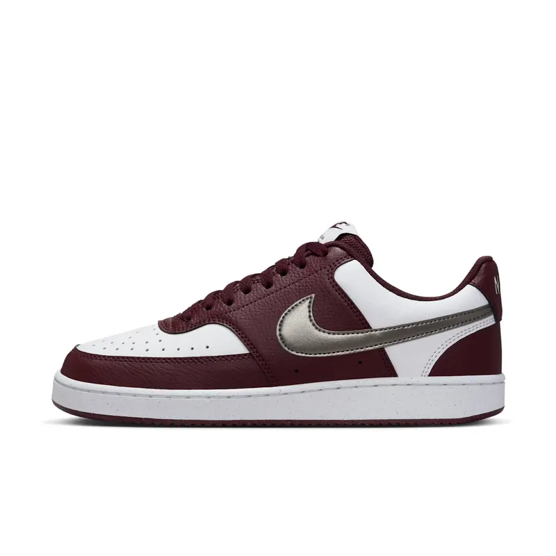 Nike Court Vision Low White Burgundy Metallic Pewter “White / Burgundy Crush / Metallic Pewter” | IM7647-100