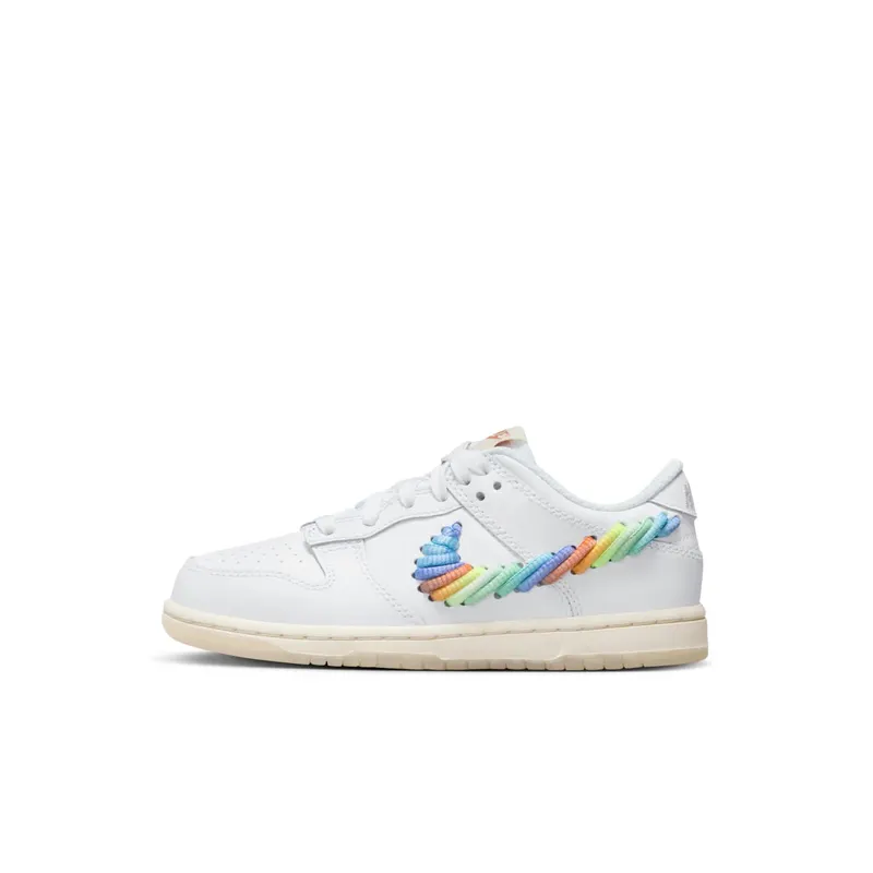 Nike Dunk Low SE Rainbow Lace Swoosh White “White / Multi-Color / Dark Pony” | FN4862-100