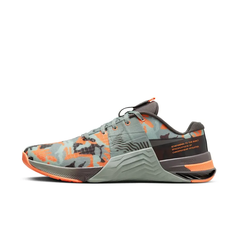Nike Metcon 8 AMP Smoky Camo “Mica Green / Seafoam / Atomic Orange” | DV9019-300