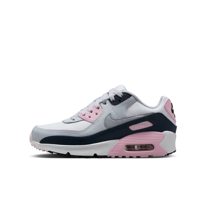 Nike Air Max 90 LTR White Pink Foam Armory Navy Wolf Grey | CD6864-134