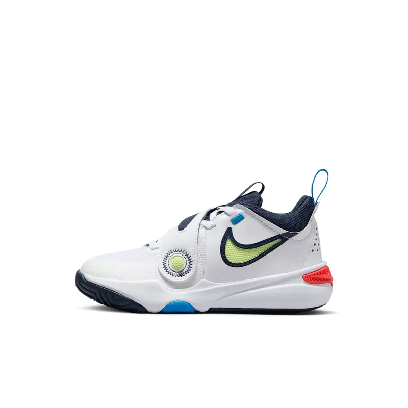 Nike Team Hustle D 11 White Bright Crimson Photo Blue Light Lemon Twist | DV8994-105