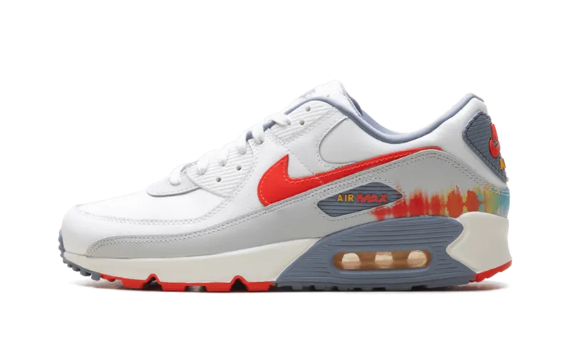 Nike Air Max 90 Premium “Summit White Ashen Slate Pure Platinum Bright Crimson” | HJ9147-121