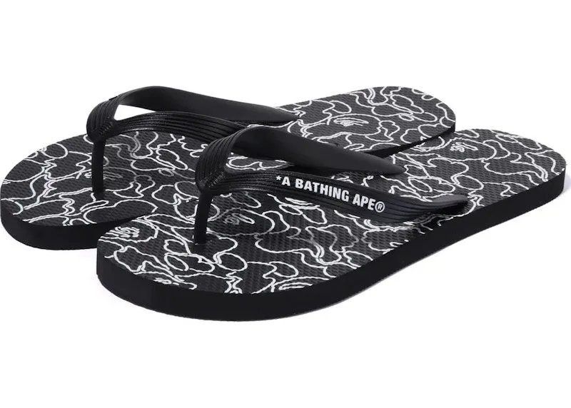 A Bathing Ape ABC Neon Camo Beach Sandal Black | 1K30-191-003-BLK