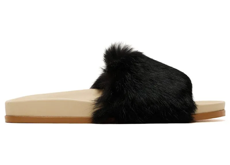 Buscemi Fur Clot Leather Slide Black | 318SWSLICOCT0R-0099