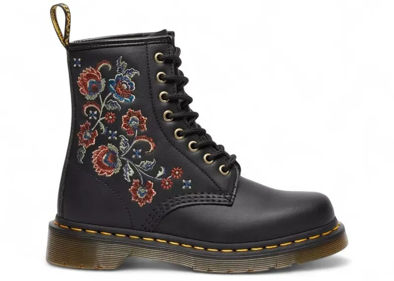 Dr. Martens 1460 Vonda Genix Nappa Leather Lace Up Boot Black Tavern Floral Stitching | 41954001