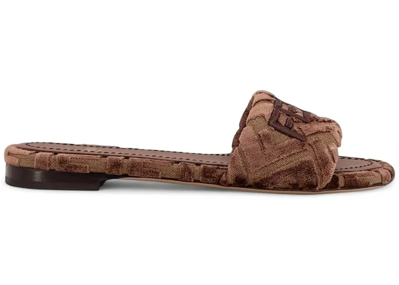 Fendi Sunshine Velvet Slide Brown | 8R8092AY9ZF1TP1
