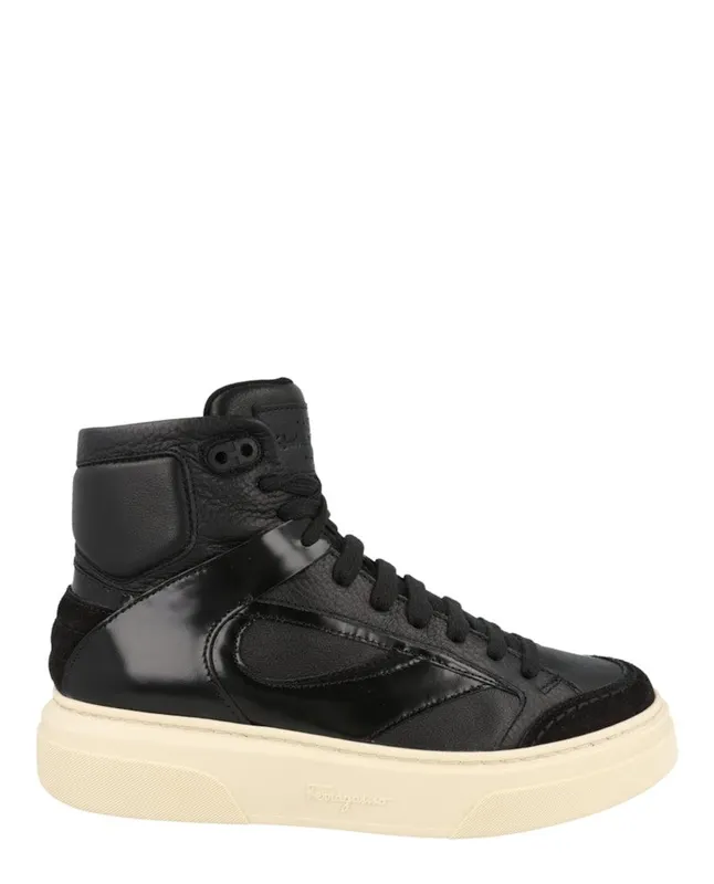 Ferragamo Cassio Leather High Top Black | 021270-762716-M