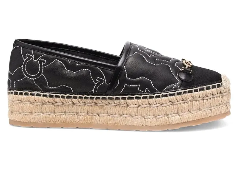Ferragamo Gancini Logo-Embroidered Espadrilles Black | 01C999751252