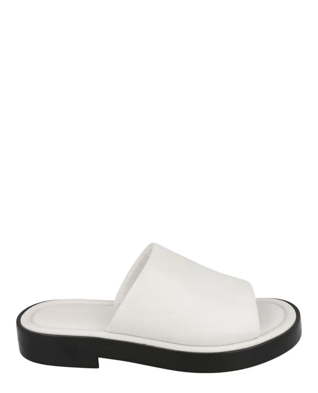 Ferragamo Giunone Leather Slides White | 021258-761849-M