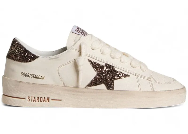 Golden Goose Stardan White Brown Glitter Star | GWF00128.F007939.10318