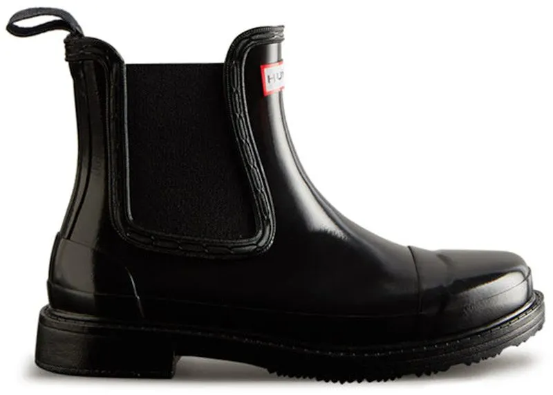 Hunter Commando Chelsea Gloss Rain Boots Black | WFS1018RGL-BLK