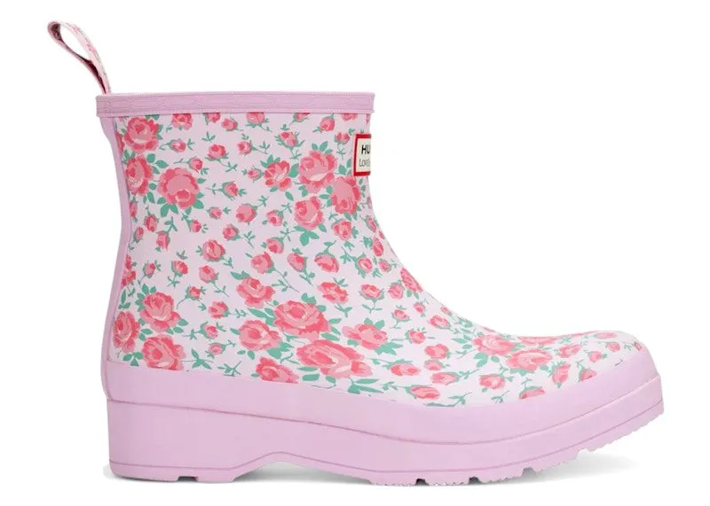 Hunter PLAY Short Rain Boots LoveShackFancy Pink Floral Print “Rose Heart” | HWS2120RMA