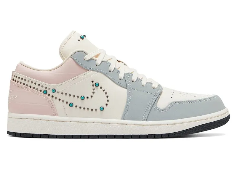 Jordan 1 Low Soft Pearl Gem Studded Swoosh “Soft Pearl / Sail / Mint Foam” | IH7319-001