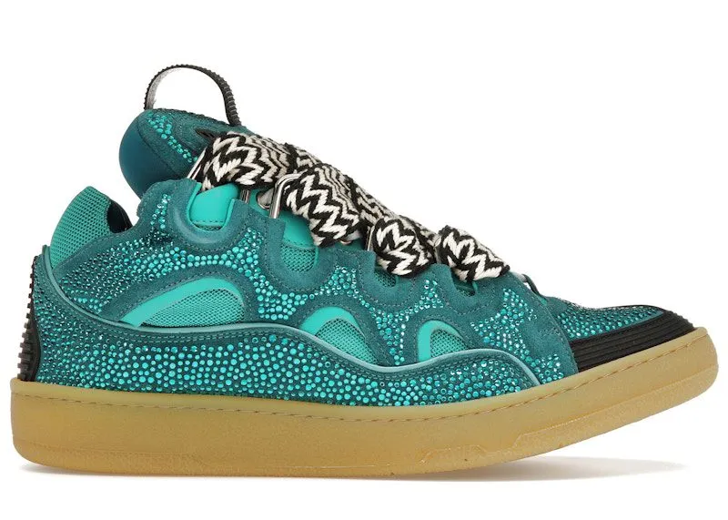 Lanvin Leather Curb Crystal Petrol Blue “Blue / White / Black” | FM-SKRK11-STRA-H21