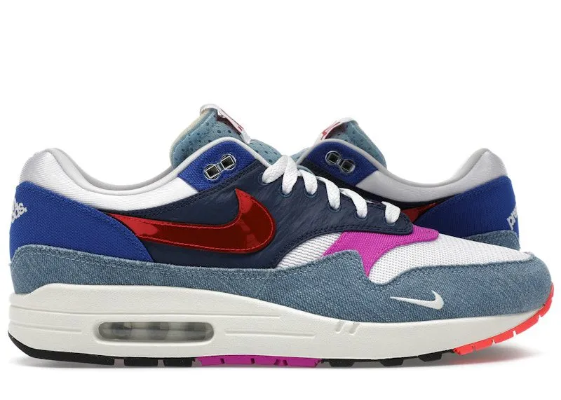Nike Air Max 1 Premium Goods Sport Red Varsity Royal “White / Sport Red / Varsity Royal” | HM9634-101