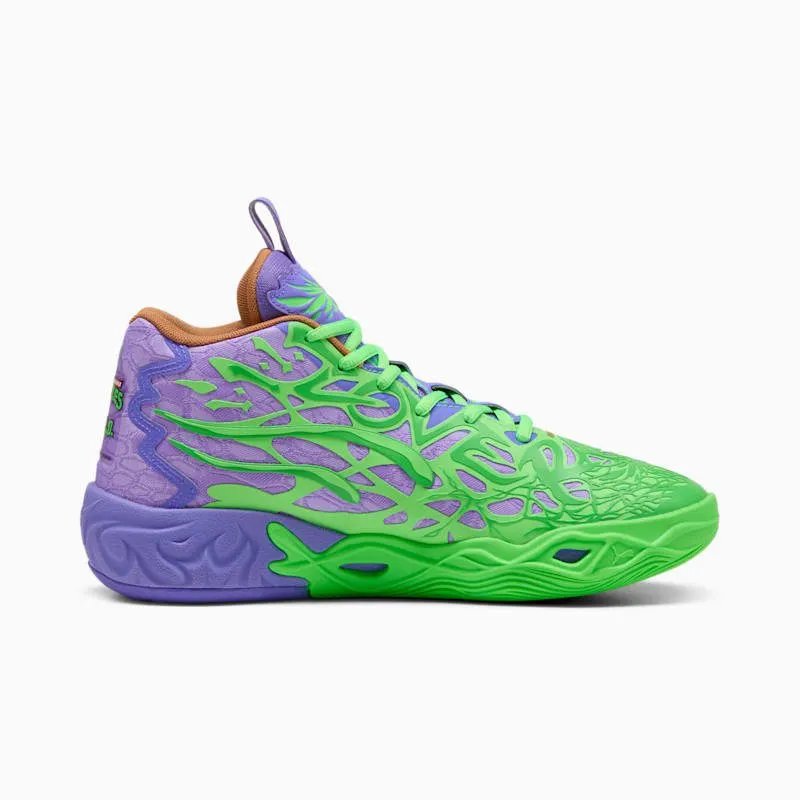 Puma LaMelo Ball MB.04 Teenage Mutant Ninja Turtles Leonardo & Michelangelo “Fluro Green Pes / Puma Red / Dark Amethyst” | 312055-01