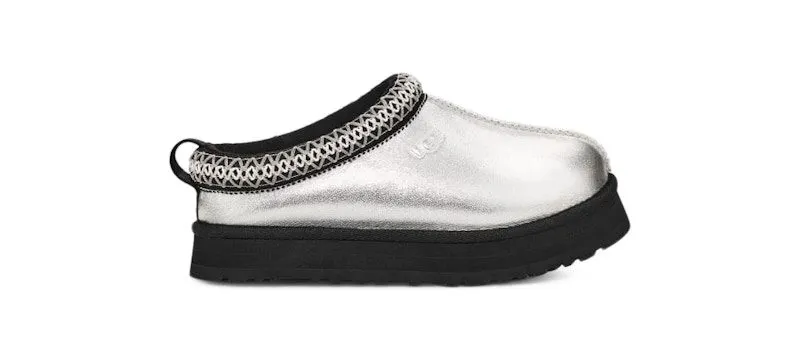 UGG Tazz Leather Slipper Silver Metallic | 1143777K-SLVM