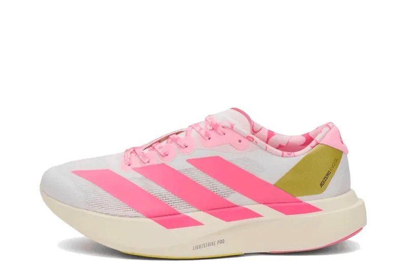 adidas Adizero Evo SL Bape Blue Pink Gold “Core White / Metallic Gold” | KJ5751