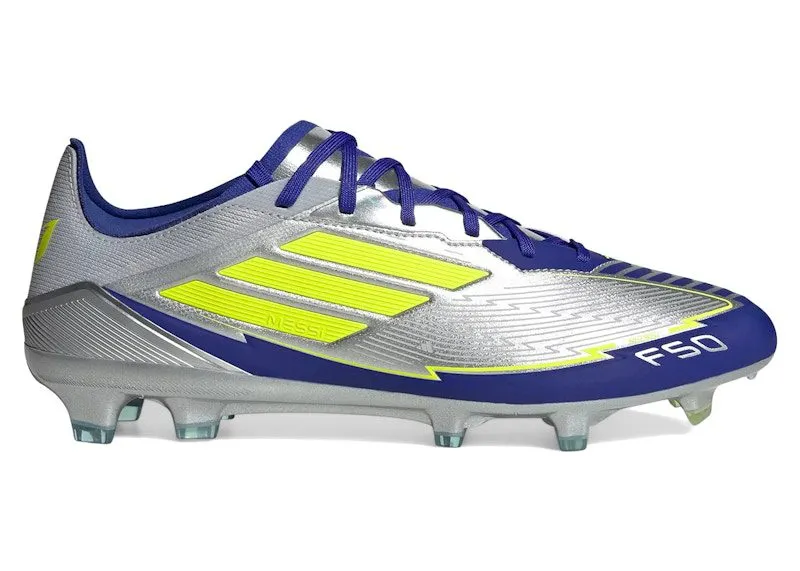 adidas F50 Pro FG Messi Player Pack 1 “Silver Metallic / Solar Yellow / Lucid Blue” | JR8023