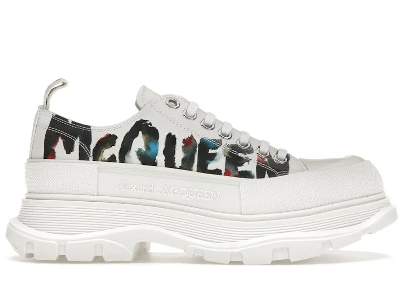 Alexander McQueen Tread Slick Low Lace Up White Grafitti “White / Multicolor” | 711108WIATC9583
