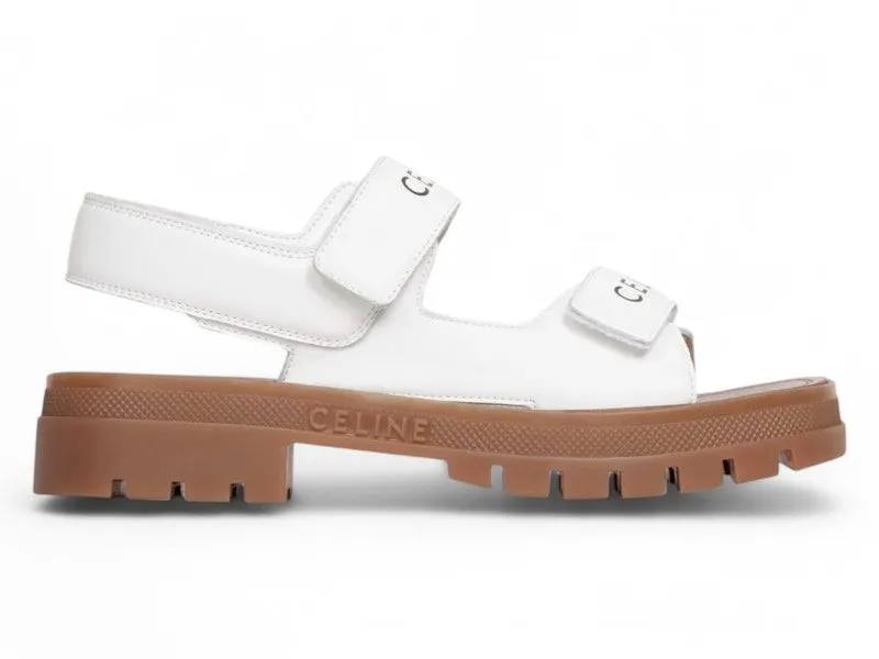 Celine Leo Scratch Sandal Optic White Tan | 345663338C.01OA