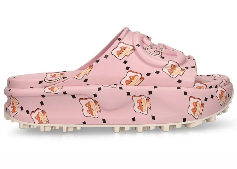 Gucci GG Animal Print Rubber Slide Pink | 737926 JAAC6 6810