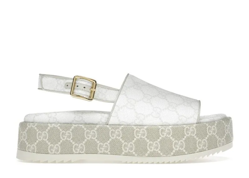 Gucci GG Platform Sandal White Beige | 701153 96G60 9061